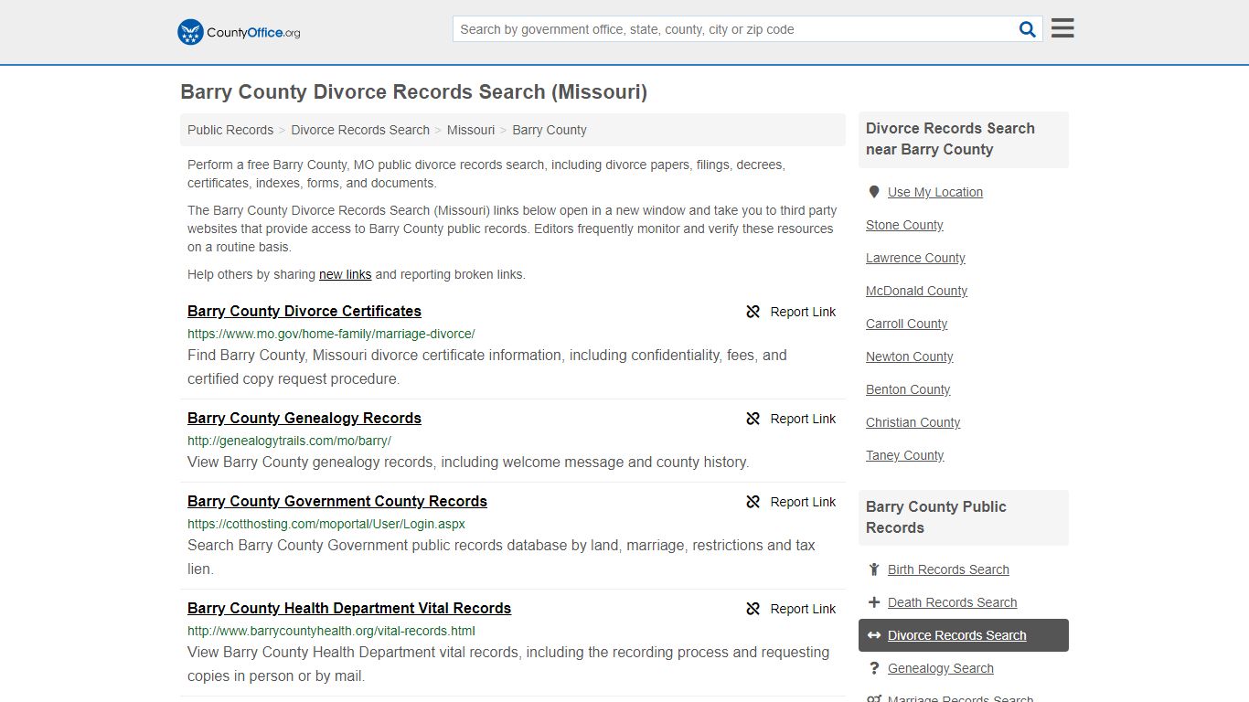 Divorce Records Search - Barry County, MO (Divorce ...